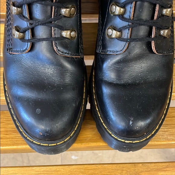 Dr. Martens Black Leather Heeled Combat Boots - Picture 3 of 4